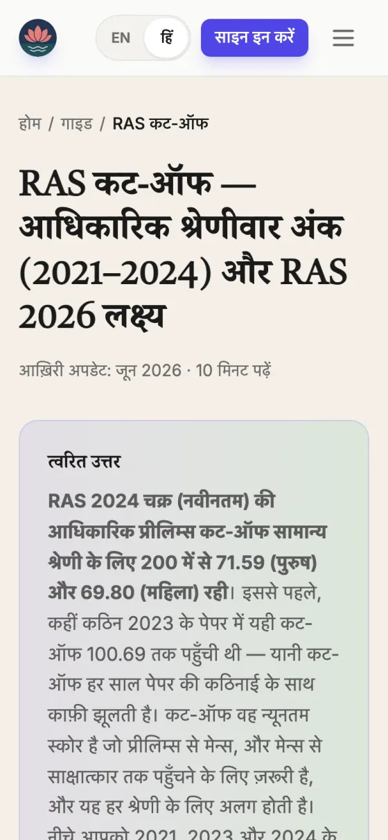 कट-ऑफ गाइड