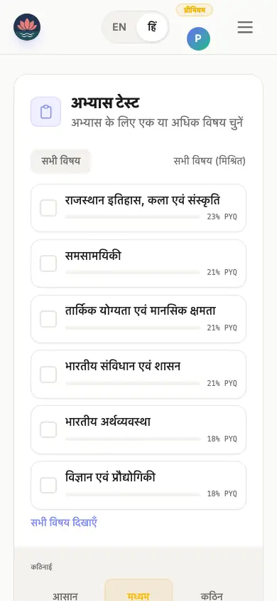 विषयवार अभ्यास वाला MCQ हब